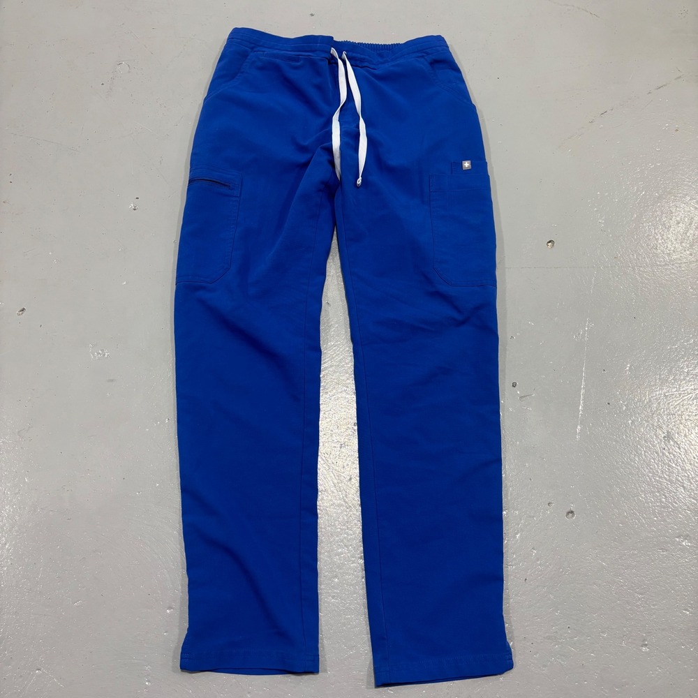 Figs Technical Collection Royal Blue Scrub Pants Womens Small Cargo Straight Leg
